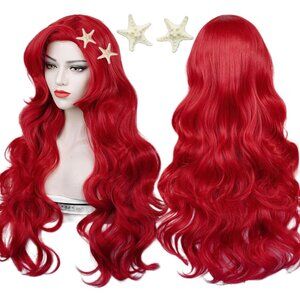 NEW Red Curly Wig, Max Beauty Red Mermaid,  with Starfish Hair Clip
